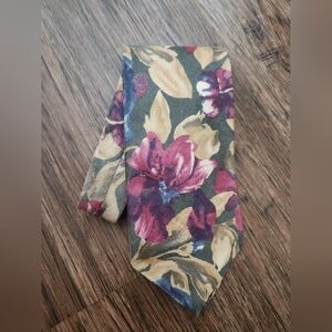 Vintage Stafford Floral Tie with Burgundy and Gold Accents